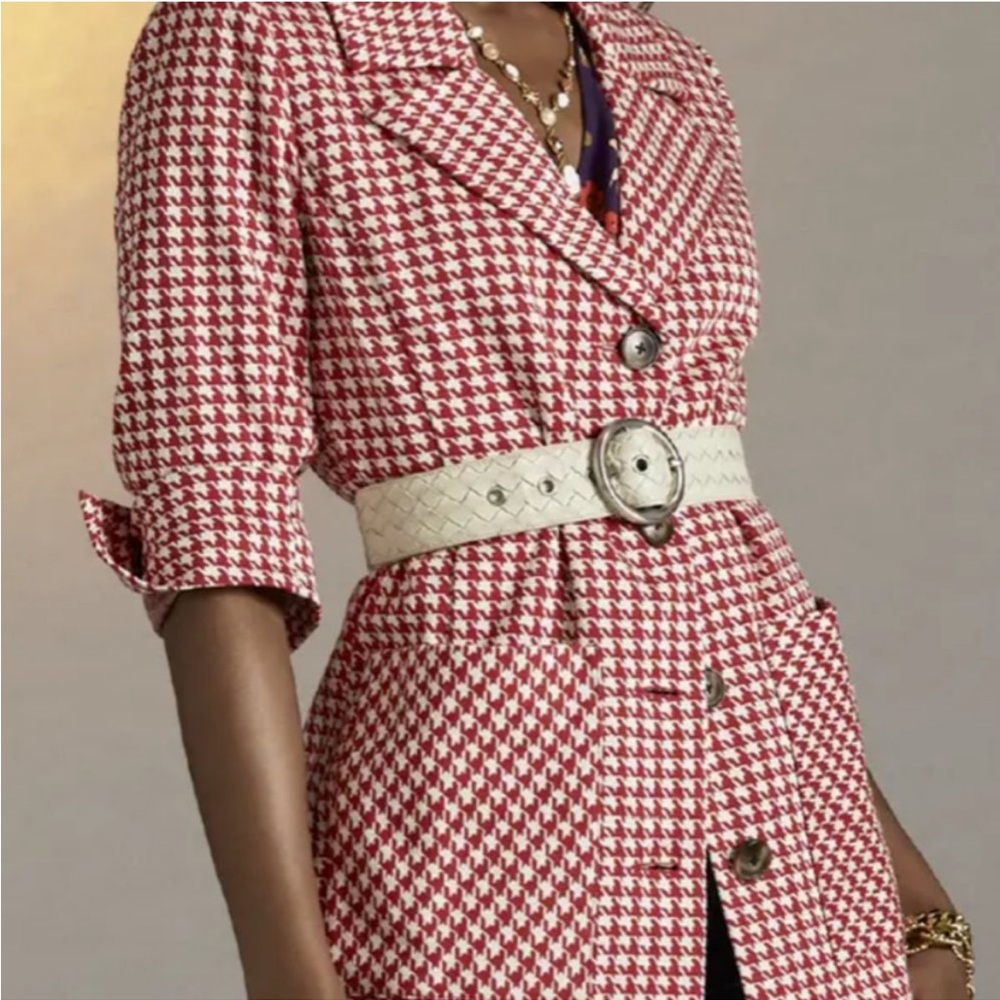 NWT Cabi Haute Red and White Houndstooth Jacket, Extra Small, style #4249